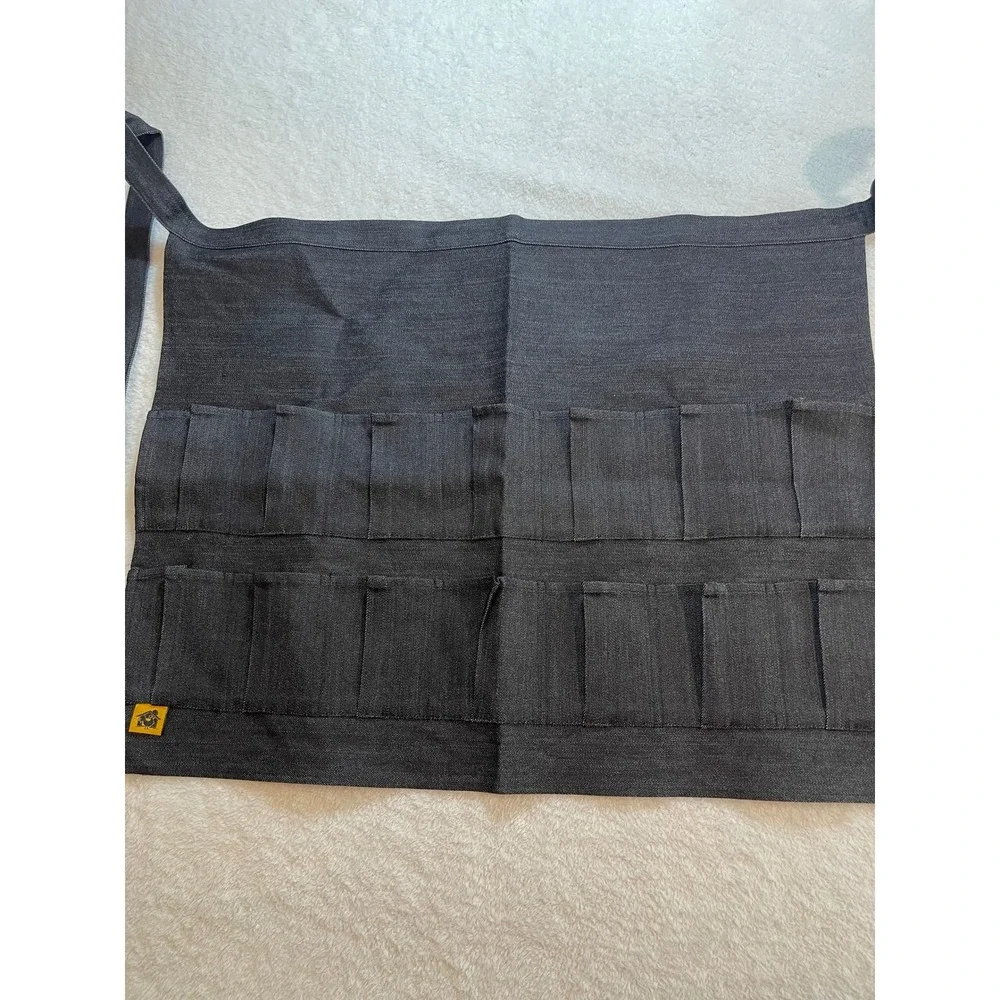 Black Denim Egg Gathering Apron Multi Pocket Garden Waist Apron Farmhouse Style
